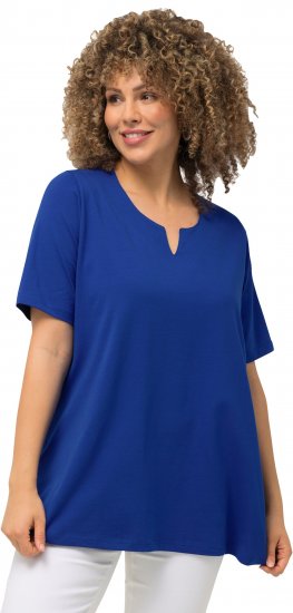 Ulla Popken Essential Notch Neck Stretch Tee Cobalt Blue - T-krekli - 