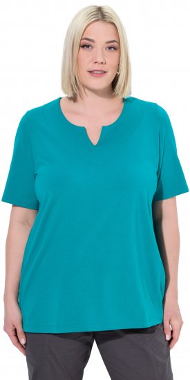 Ulla Popken Essential Notch Neck Stretch Tee Teal - T-krekli - 