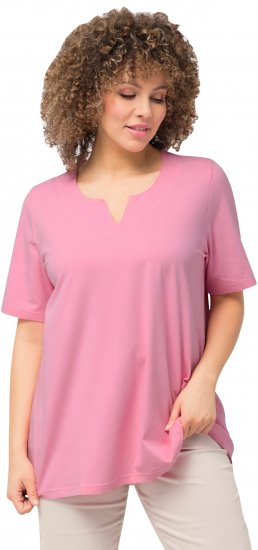 Ulla Popken Essential Notch Neck Stretch Tee Light Pink - T-krekli - 