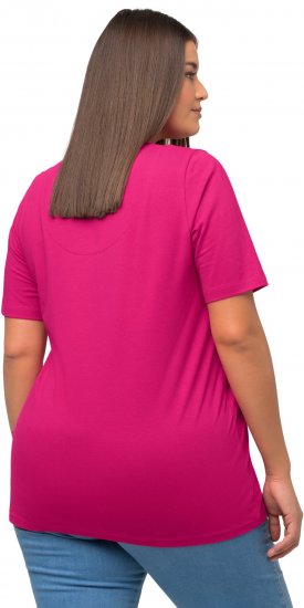 Ulla Popken Essential Notch Neck Stretch Tee Fuchsia Pink - T-krekli - 