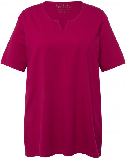 Ulla Popken Essential Notch Neck Stretch Tee Magnolia Red - T-krekli - 
