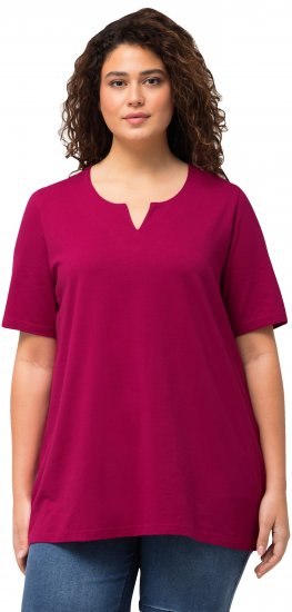 Ulla Popken Essential Notch Neck Stretch Tee Magnolia Red - T-krekli - 