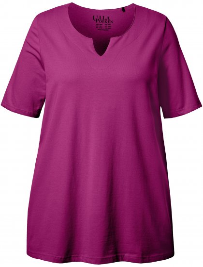 Ulla Popken Essential Notch Neck Stretch Tee Berry - T-krekli - 