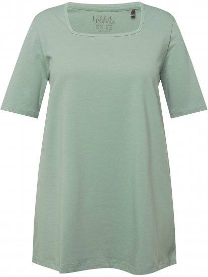 Ulla Popken Essential Square Neck Stretch Tee Light Moss Green - T-krekli - 