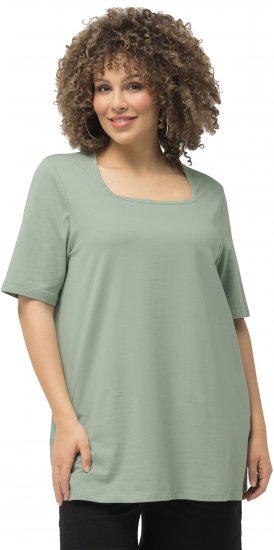 Ulla Popken Essential Square Neck Stretch Tee Light Moss Green - T-krekli - 