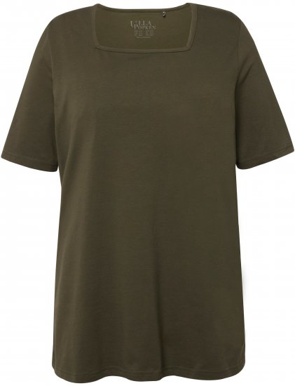 Ulla Popken Essential Square Neck Stretch Tee Forest Green - T-krekli - 