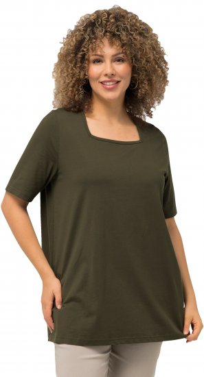 Ulla Popken Essential Square Neck Stretch Tee Forest Green - T-krekli - 