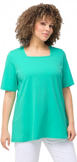 Ulla Popken Essential Square Neck Stretch Tee Turquoise Green - T-krekli - 