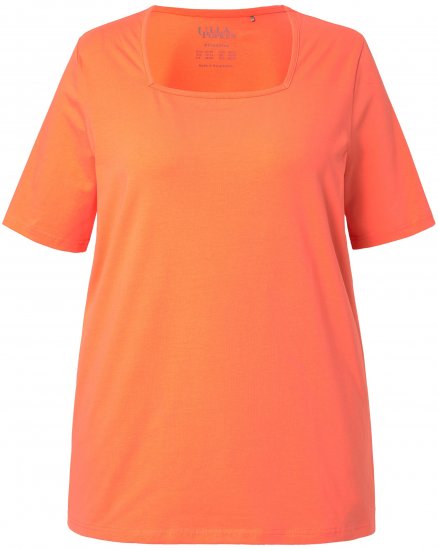 Ulla Popken Essential Square Neck Stretch Tee Coral Pink - T-krekli - 