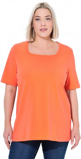 Ulla Popken Essential Square Neck Stretch Tee Coral Pink - T-krekli - 