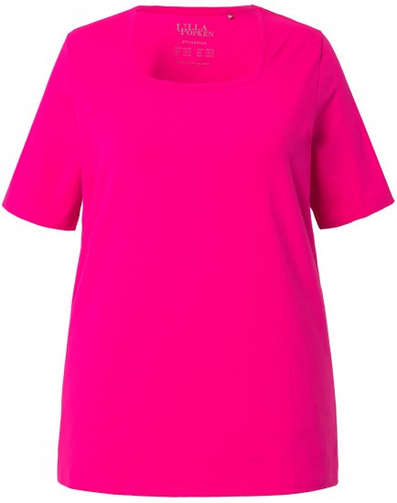 Ulla Popken Essential Square Neck Stretch Tee Magenta Pink - T-krekli - 
