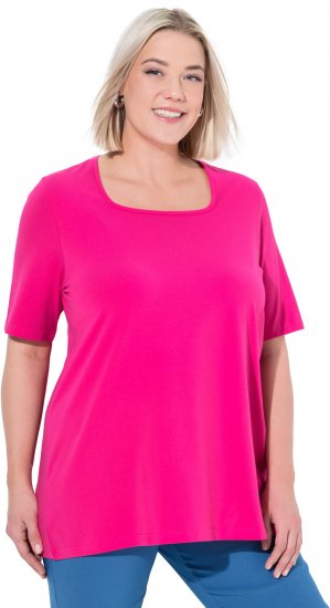Ulla Popken Essential Square Neck Stretch Tee Magenta Pink - T-krekli - 