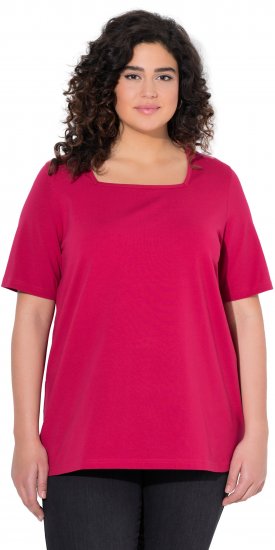 Ulla Popken Essential Square Neck Stretch Tee Dark Raspberry - T-krekli - 