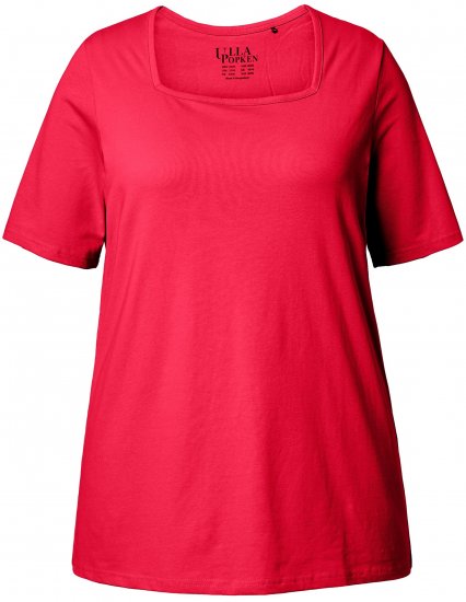 Ulla Popken Essential Square Neck Stretch Tee Red - T-krekli - 