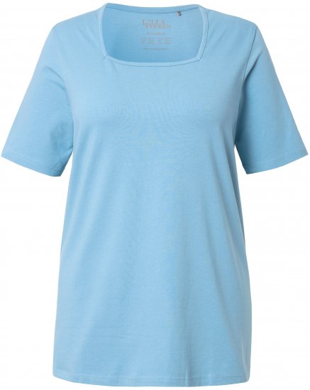 Ulla Popken Essential Square Neck Stretch Tee Light Teal - T-krekli - 