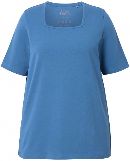 Ulla Popken Essential Square Neck Stretch Tee Denim Blue - T-krekli - 