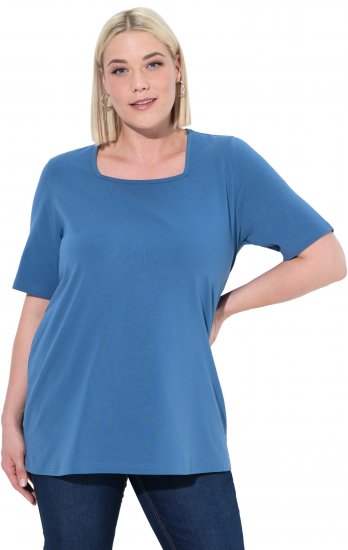 Ulla Popken Essential Square Neck Stretch Tee Denim Blue - T-krekli - 