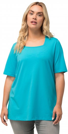 Ulla Popken Essential Square Neck Stretch Tee Deep Aqua - T-krekli - 
