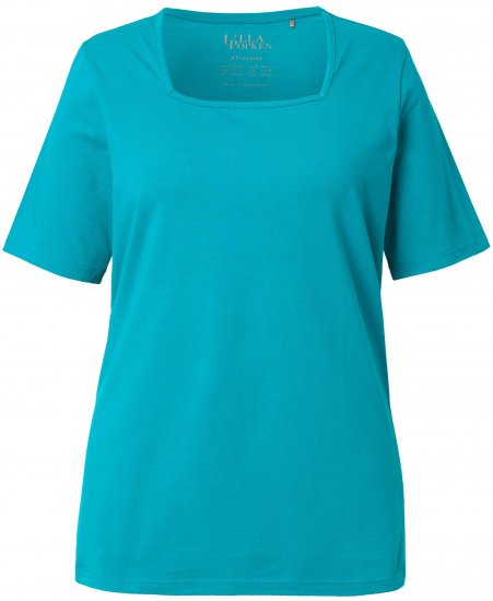 Ulla Popken Essential Square Neck Stretch Tee Teal - T-krekli - 