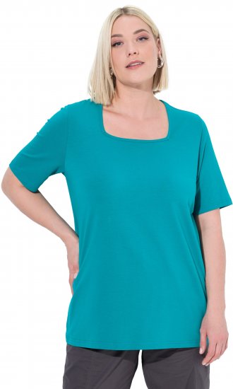 Ulla Popken Essential Square Neck Stretch Tee Green Emerald - T-krekli - 