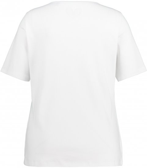 Ulla Popken Double Layer Rounded V-Neck Slim Fit Tee Snow White - T-krekli - 