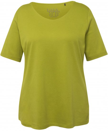 Ulla Popken Double Layer Rounded V-Neck Slim Fit Tee Apple Green - T-krekli - 