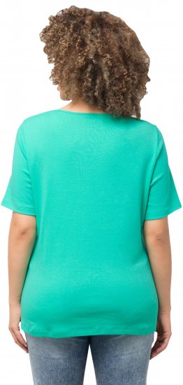 Ulla Popken Double Layer Rounded V-Neck Slim Fit Tee Turquioise Green - T-krekli - 