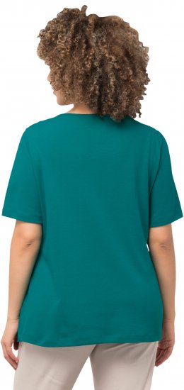 Ulla Popken Double Layer Rounded V-Neck Slim Fit Tee Dark Emerald - T-krekli - 