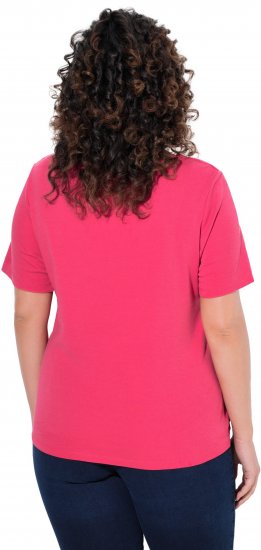 Ulla Popken Double Layer Rounded V-Neck Slim Fit Tee Dark Pink - T-krekli - 