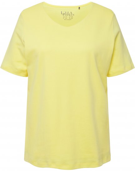 Ulla Popken Double Layer Rounded V-Neck Slim Fit Tee Lemon Yellow - T-krekli - 
