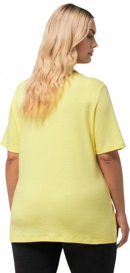 Ulla Popken Double Layer Rounded V-Neck Slim Fit Tee Lemon Yellow - T-krekli - 