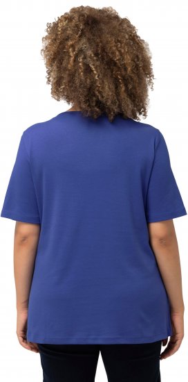 Ulla Popken Double Layer Rounded V-Neck Slim Fit Tee Blue Purple - T-krekli - 
