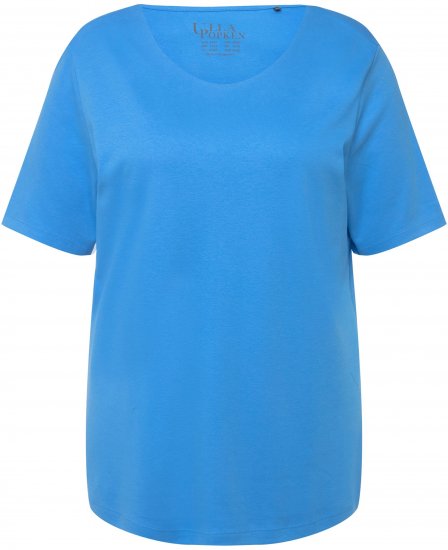 Ulla Popken Double Layer Rounded V-Neck Slim Fit Tee Sky Blue - T-krekli - 
