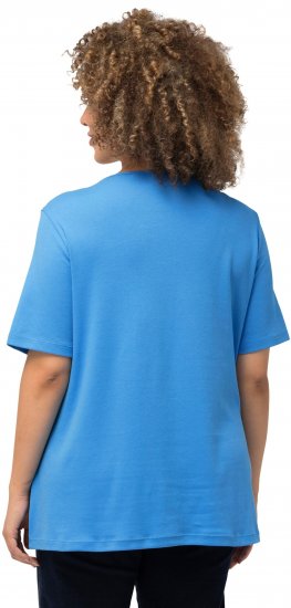 Ulla Popken Double Layer Rounded V-Neck Slim Fit Tee Sky Blue - T-krekli - 