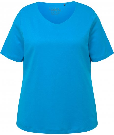 Ulla Popken Double Layer Rounded V-Neck Slim Fit Tee Sapphire Blue - T-krekli - 