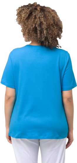 Ulla Popken Double Layer Rounded V-Neck Slim Fit Tee Sapphire Blue - T-krekli - 