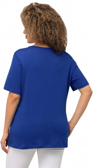 Ulla Popken Double Layer Rounded V-Neck Slim Fit Tee Cobalt Blue - T-krekli - 