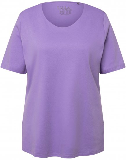 Ulla Popken Double Layer Rounded V-Neck Slim Fit Tee Pale Lilac - T-krekli - 
