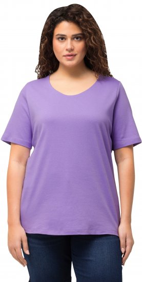Ulla Popken Double Layer Rounded V-Neck Slim Fit Tee Pale Lilac - T-krekli - 