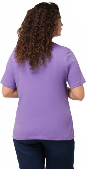 Ulla Popken Double Layer Rounded V-Neck Slim Fit Tee Pale Lilac - T-krekli - 