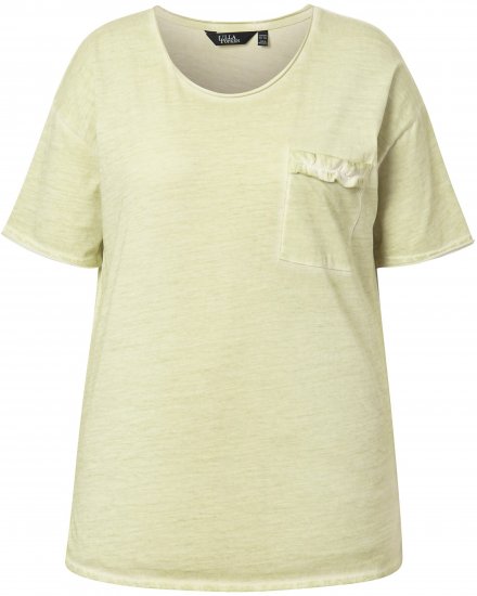Ulla Popken Cold Dye Ruffle Edge Pocket Tee Pistachio - T-krekli - 