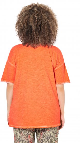 Ulla Popken Cold Dye Ruffle Edge Pocket Tee Coral Pink - T-krekli - 