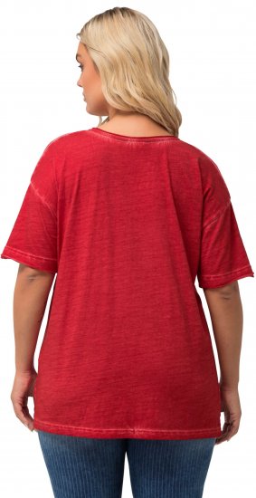 Ulla Popken Cold Dye Ruffle Edge Pocket Tee Salsa - T-krekli - 