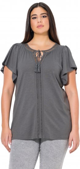 Ulla Popken Wing Sleeve V-Neck Tee Graphite Grey - T-krekli - 