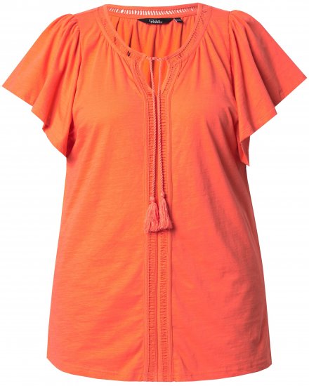 Ulla Popken Wing Sleeve V-Neck Tee Coral Pink - T-krekli - 