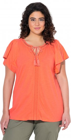 Ulla Popken Wing Sleeve V-Neck Tee Coral Pink - T-krekli - 