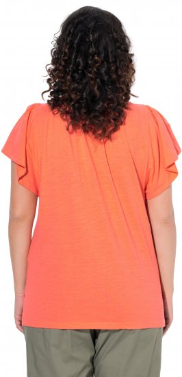 Ulla Popken Wing Sleeve V-Neck Tee Coral Pink - T-krekli - 