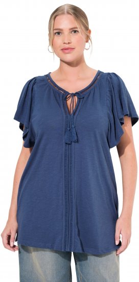 Ulla Popken Wing Sleeve V-Neck Tee Navy - T-krekli - 