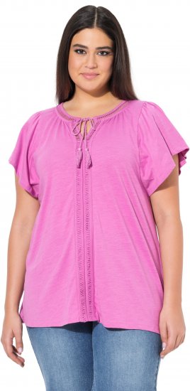 Ulla Popken Wing Sleeve V-Neck Tee Cool Pink - T-krekli - 
