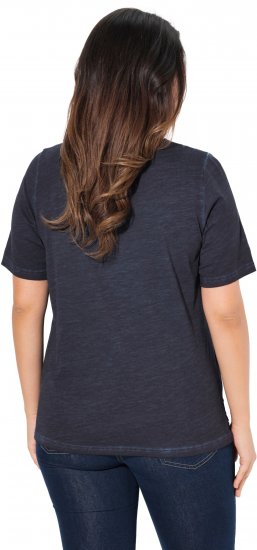 Ulla Popken Lace Trim Short Sleeve Tee Navy Blue - T-krekli - 